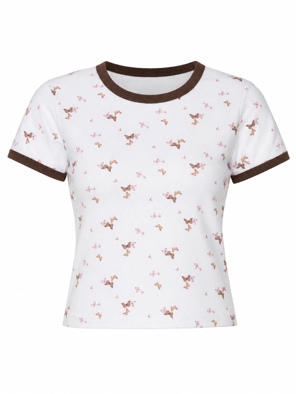 Arizona Jean Co White Butterfly Ringer Baby Tee Y2K Coquette Fairycore Top M